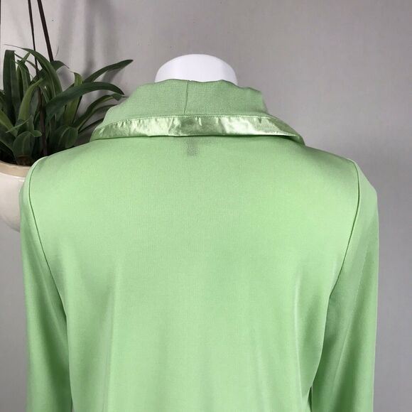Ming Wang Knit Snap Cardigan Green Filament Acrylic Blouse Top Ruffle Size S‎ - Picture 9 of 11